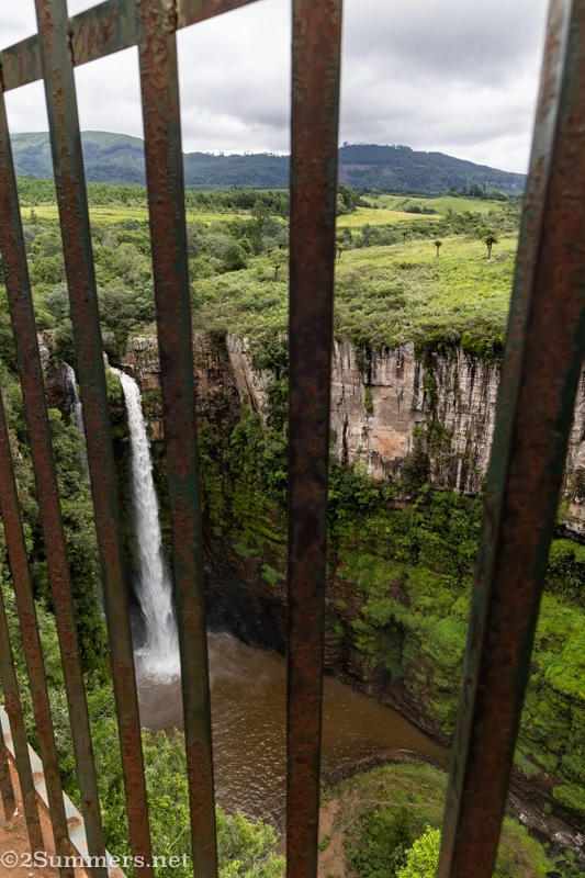 Real view of Mac Mac Falls through the fence