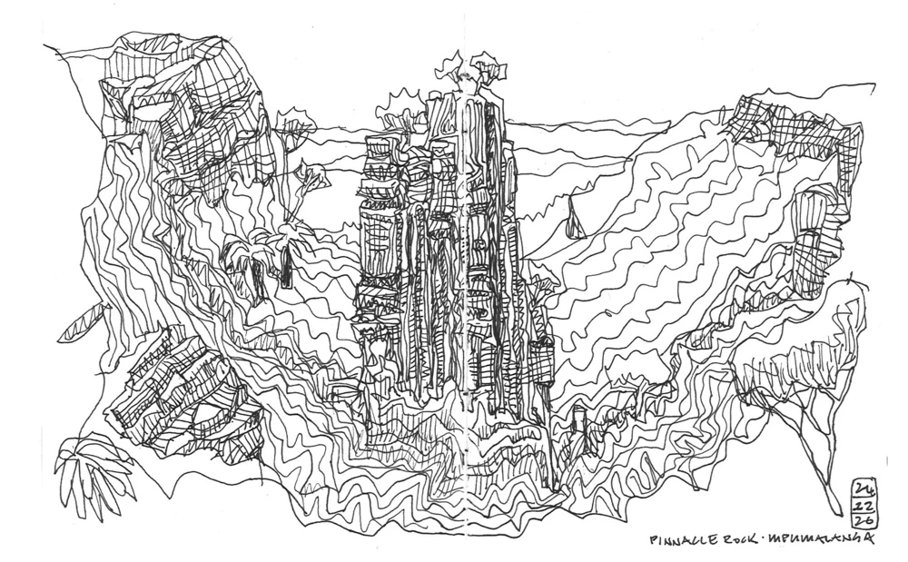 Pinnacle Rock with Driekop Gorge stretching out below.