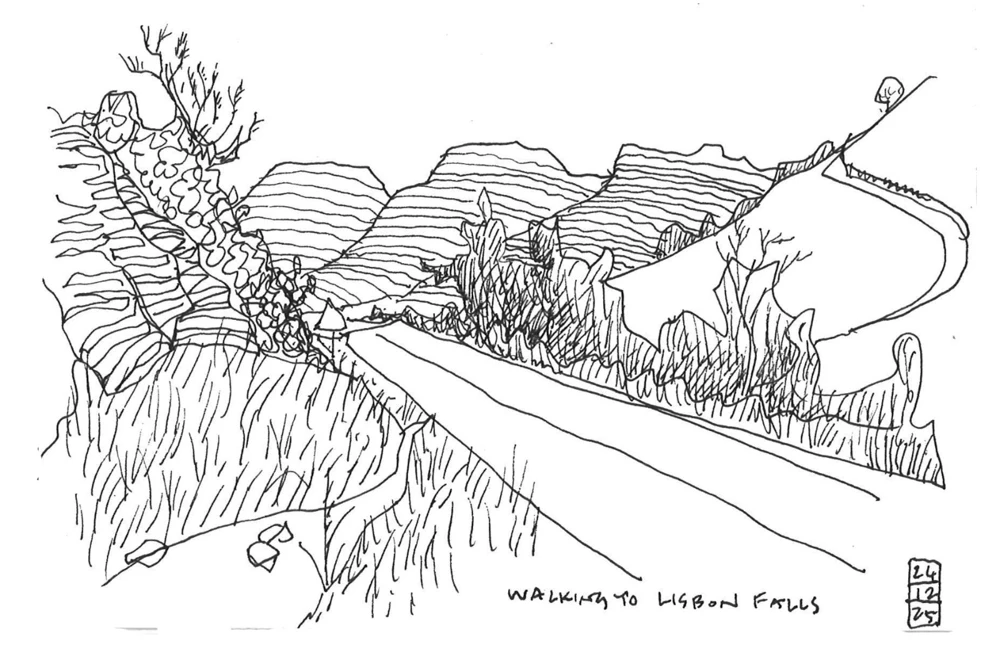 Sketch - Walking to Lisbon Falls