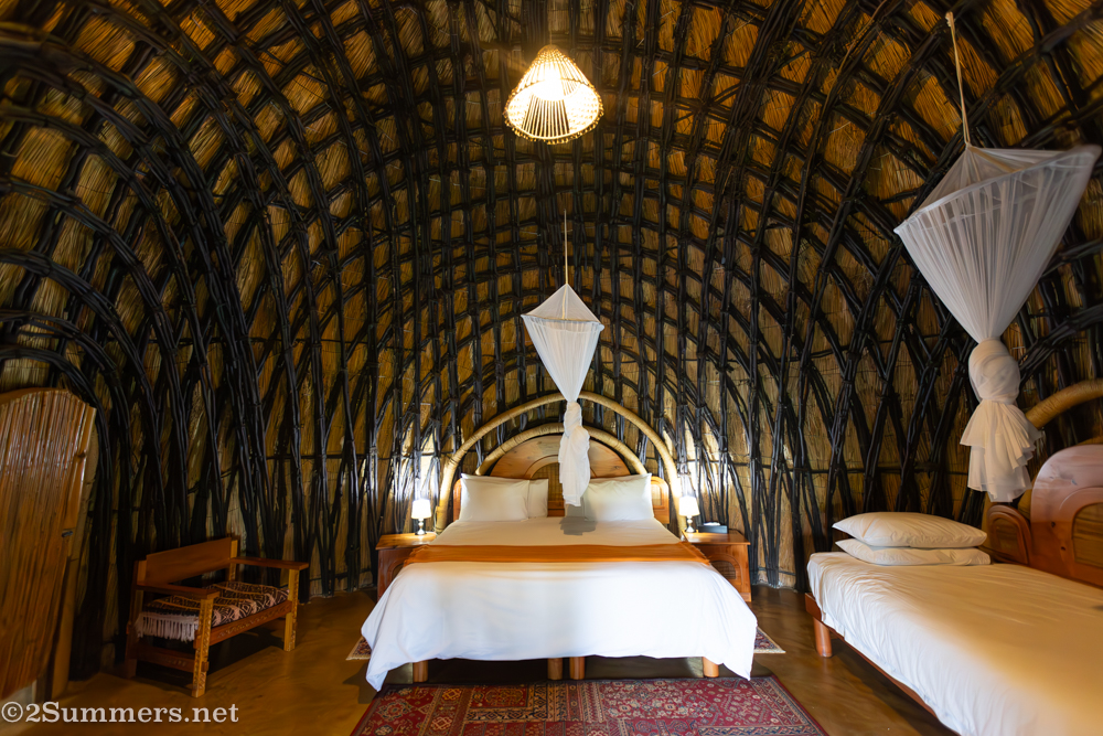 Inside the beehive hut