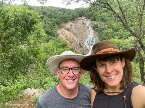 Heather and Thorsten at Phophonyabe Falls in Eswatini.