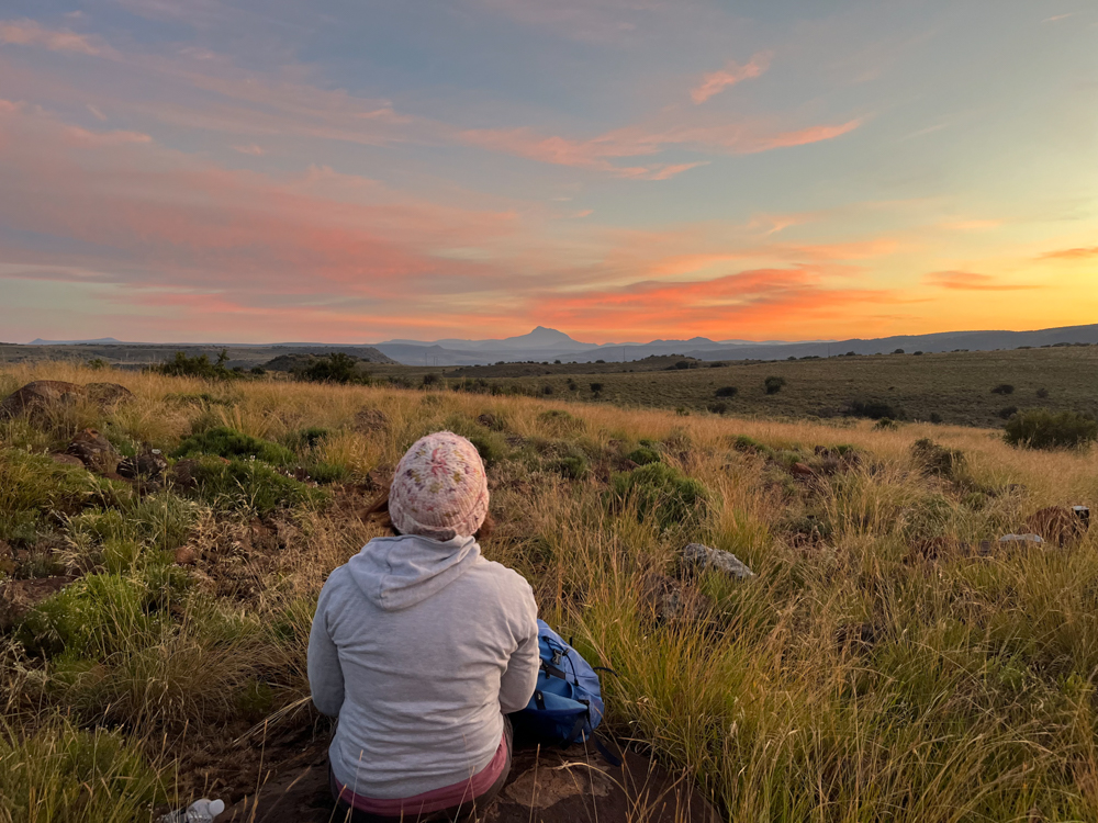 Heather watching the sunrise