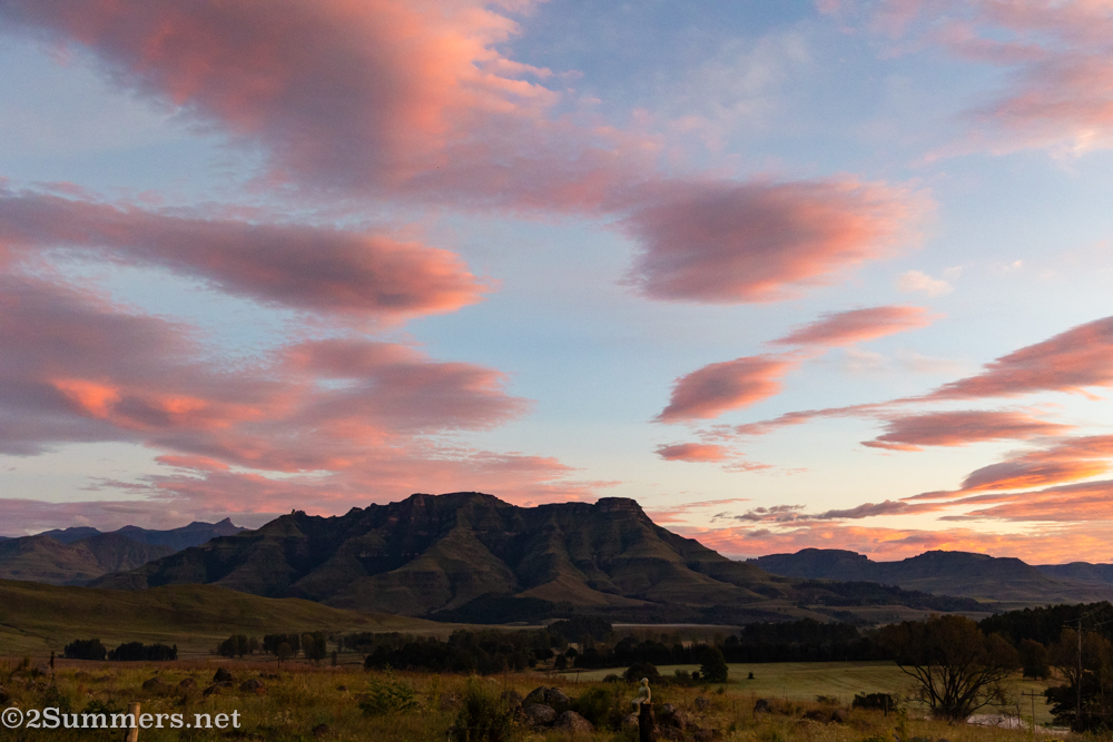 Mountain view from cabin at sunrise