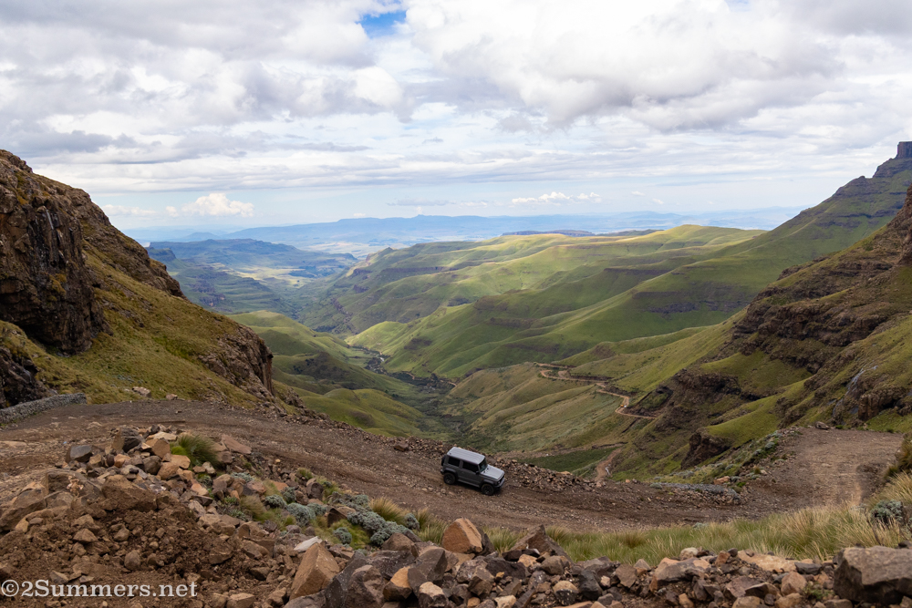 The mighty Greylene navigates her way down the Sani switchbacks.