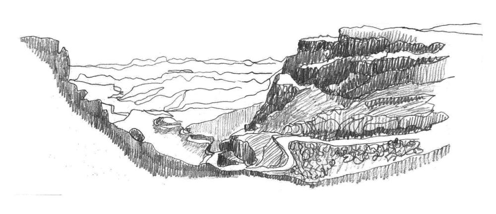 Sketch of Sani Pass from the top