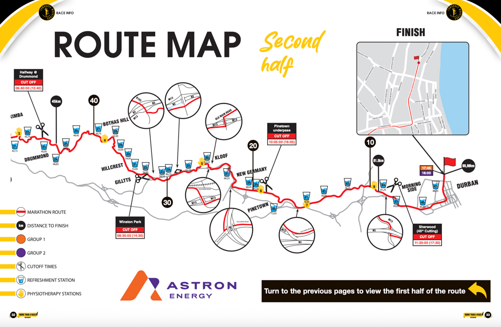 Comrades Route Map part 2