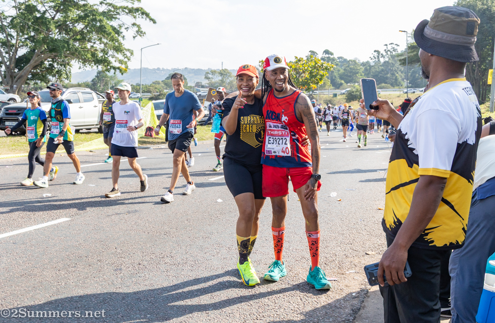 Runner and supporter taking a picture