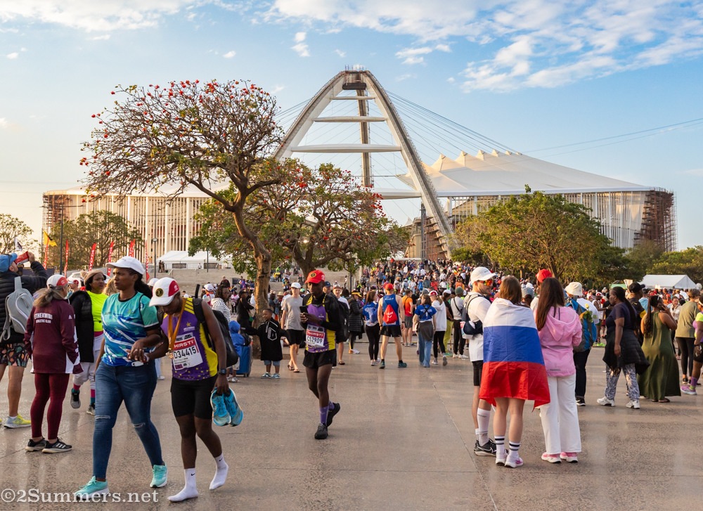 Finish area with Mabhida Stadium in the background
