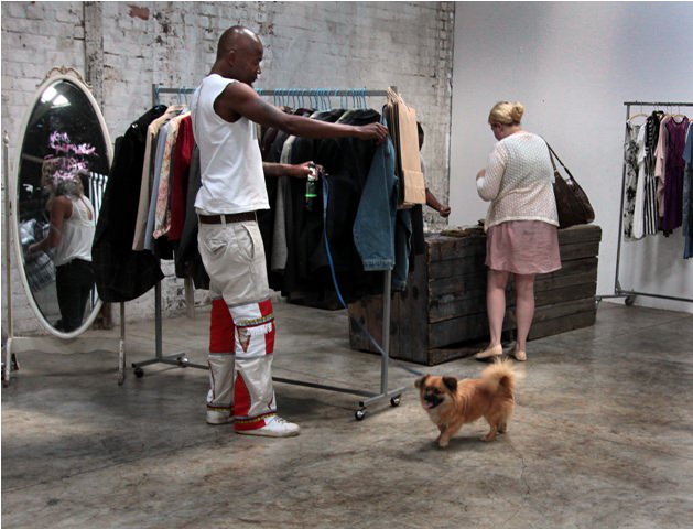 Man and dog at Arts on Main