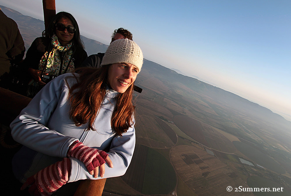 Heather in a hot-air balloon