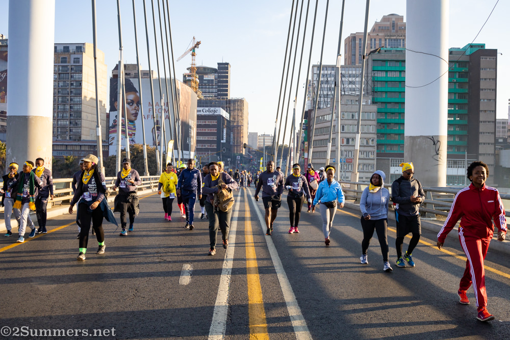 Walkers cross Nelson Mandela Bridge