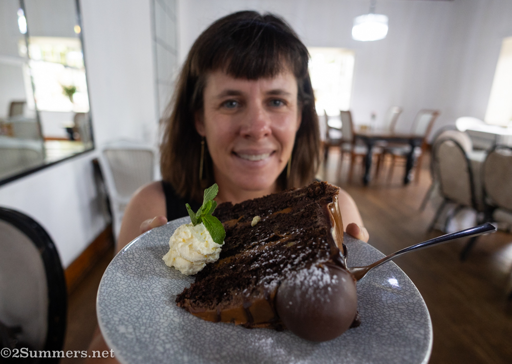 Heather and chocolate cake