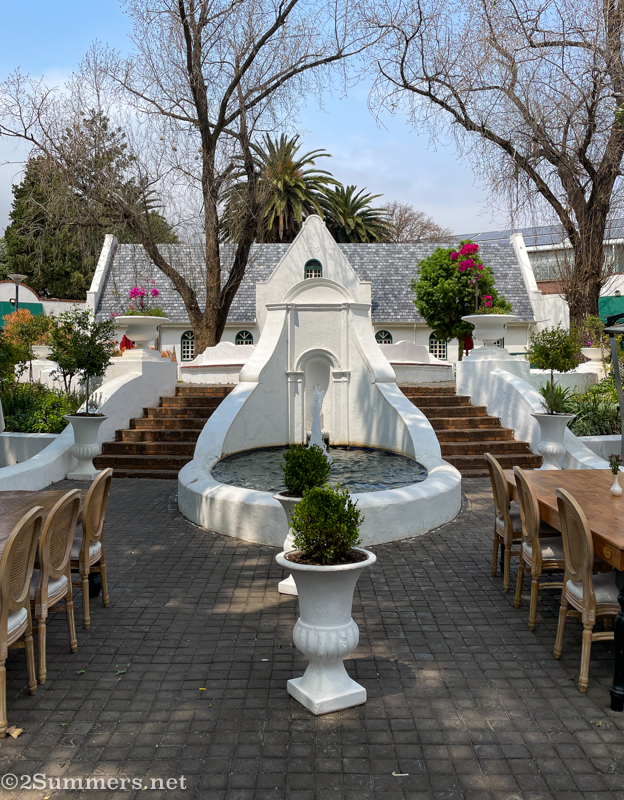 The courtyard fountain at Olives and Plates